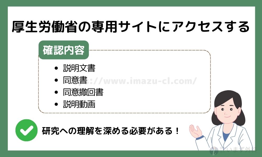 厚生労働省の専用サイトにアクセスする